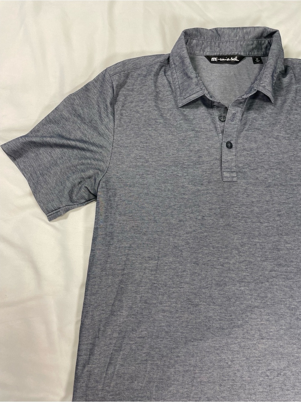 TravisMathew Heather Gray Pima Cotton Blend Golf Polo Shirt Men’s Medium - Picture 4 of 9
